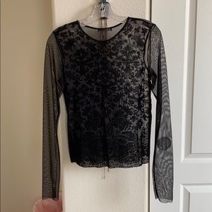 Black long sleeve lace top